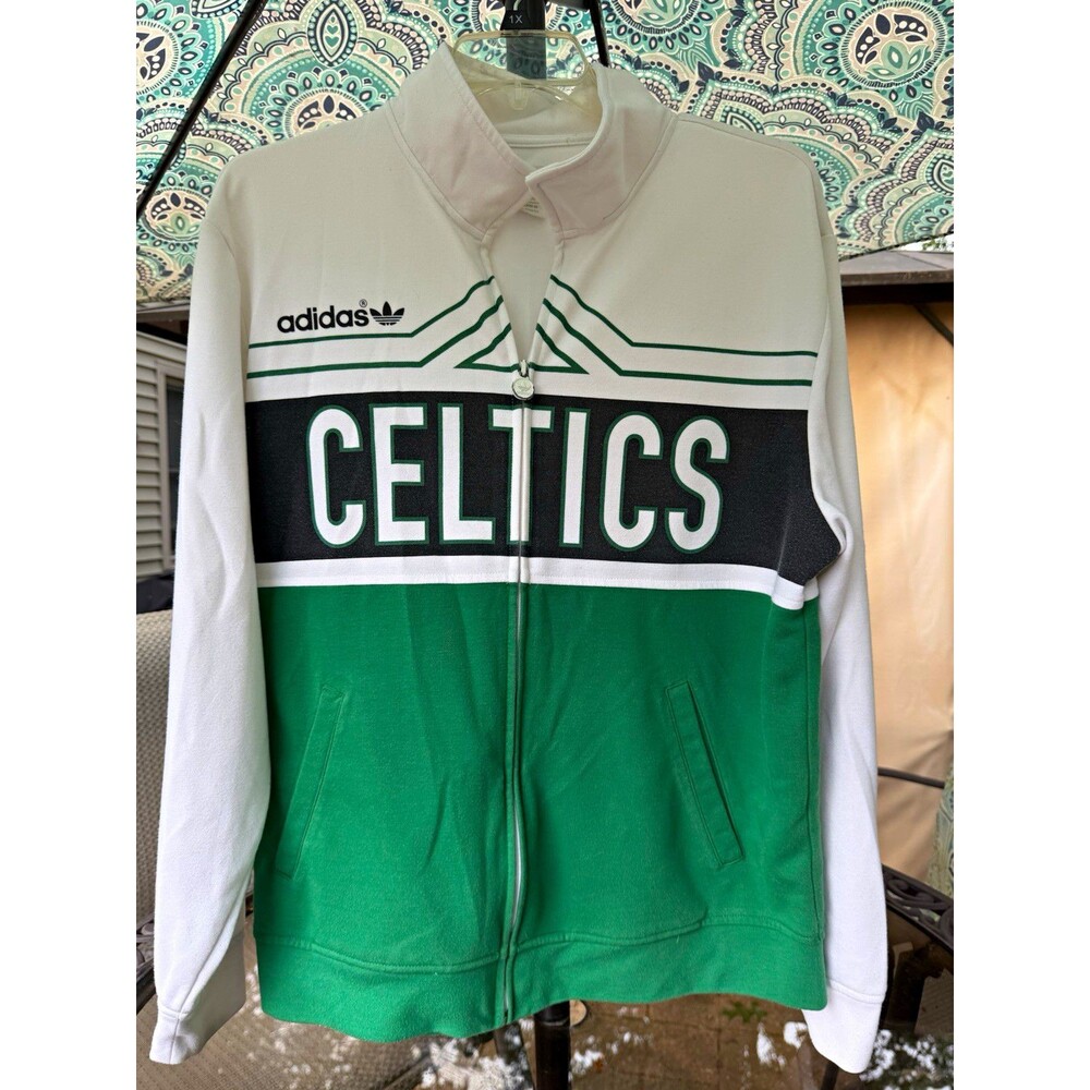Vintage Y2K Adidas Boston Celtics Track Jacket Men XL NBA Trefoil Full Zip